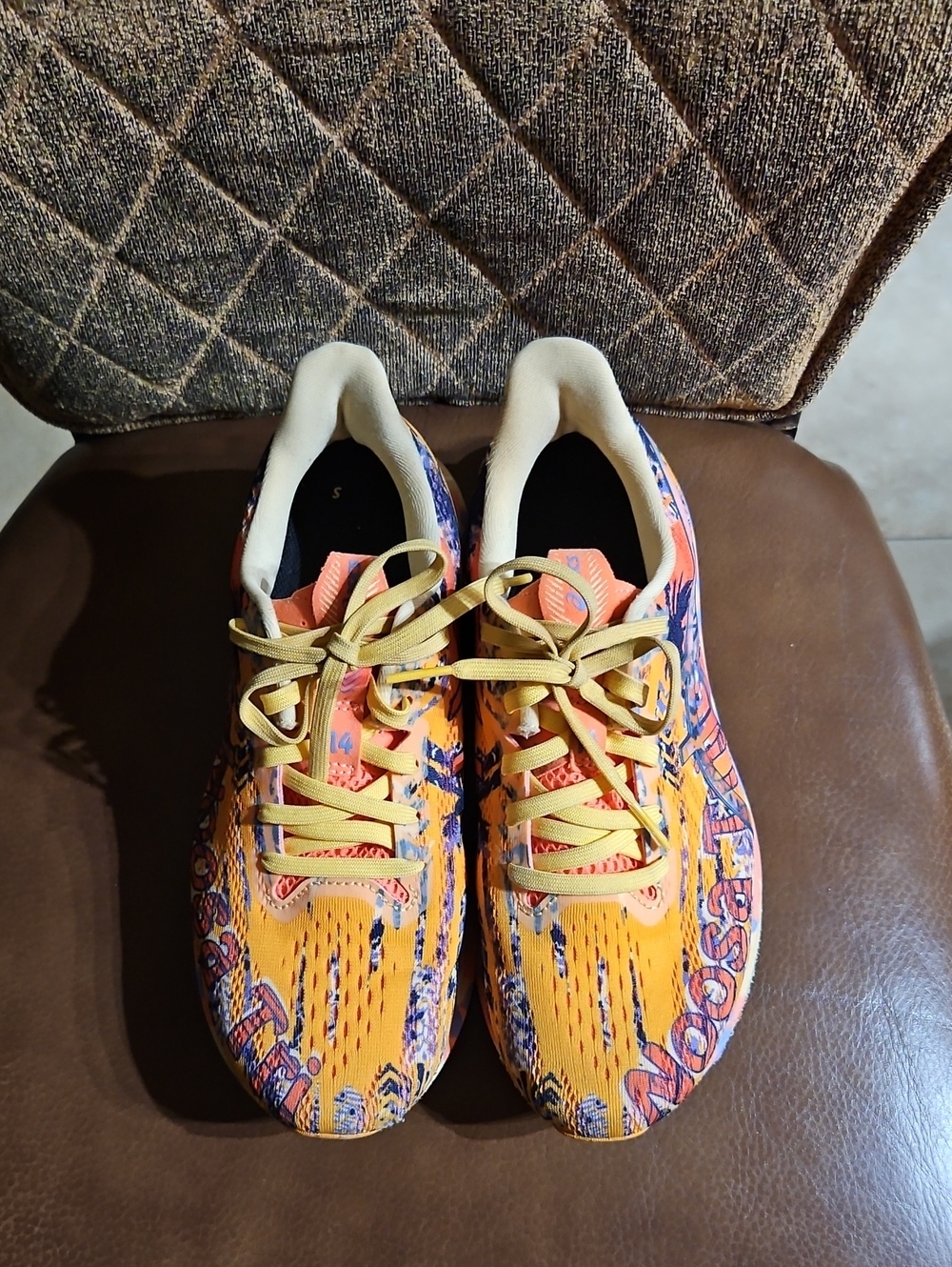 Asics Noosa Tri 14 Tropical Orange Pop Lace Up Sneakers Running Shoes Palm Tree - Picture 2 of 8